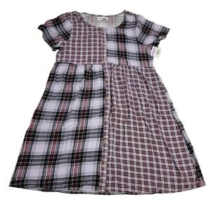 Ten Sixty Sherman Girls Purple and Black Plaid Dress (Size L)